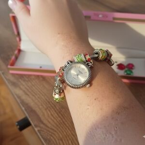 Figaro Couture silver charm bracelet watch